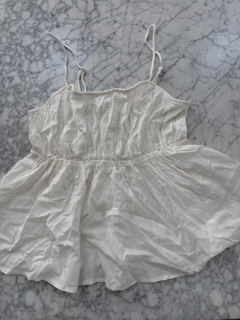 H&M White Spaghetti Strap Peplum Top